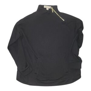 Michael Kors Sweater Womens Size M Medium Black Zipper Collar Basic Classic